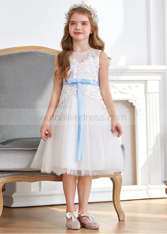 Beaded Multicolor Lace Tulle Stunning Flower Girl Dress